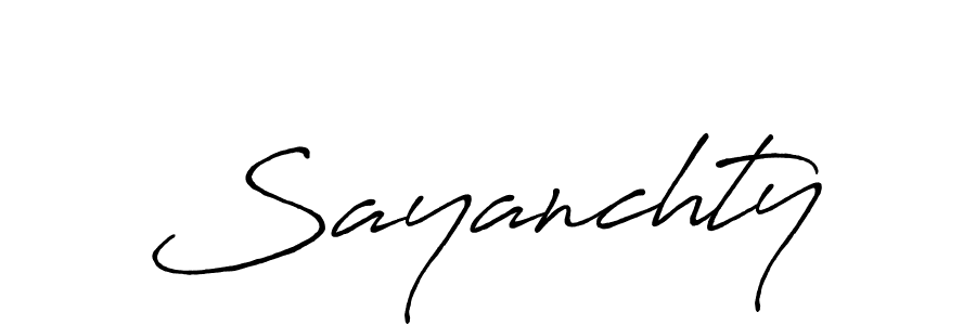 Create a beautiful signature design for name Sayanchty. With this signature (Antro_Vectra_Bolder) fonts, you can make a handwritten signature for free. Sayanchty signature style 7 images and pictures png