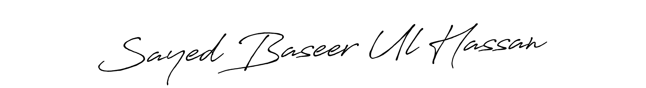 How to make Sayed Baseer Ul Hassan name signature. Use Antro_Vectra_Bolder style for creating short signs online. This is the latest handwritten sign. Sayed Baseer Ul Hassan signature style 7 images and pictures png