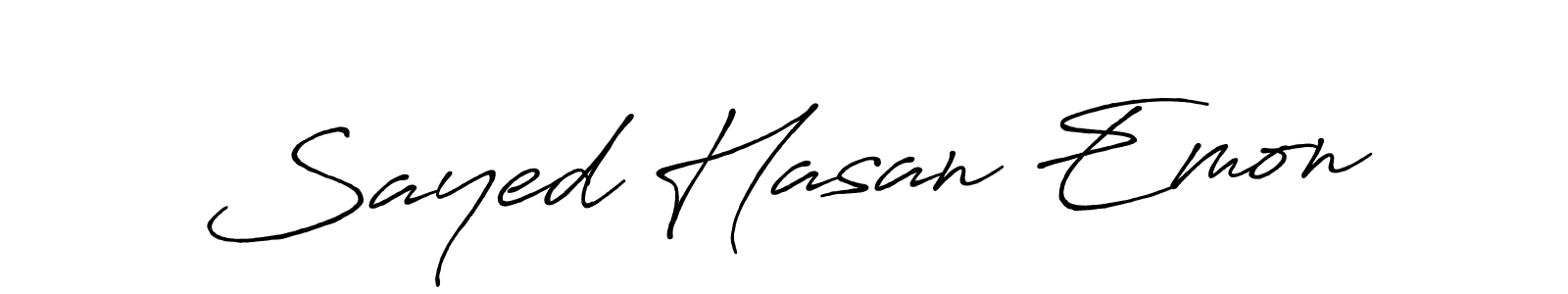 Use a signature maker to create a handwritten signature online. With this signature software, you can design (Antro_Vectra_Bolder) your own signature for name Sayed Hasan Emon. Sayed Hasan Emon signature style 7 images and pictures png
