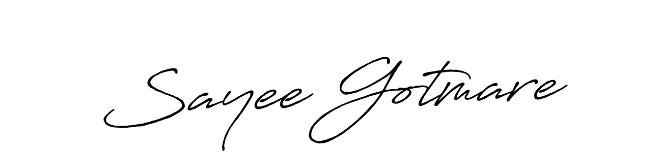 You should practise on your own different ways (Antro_Vectra_Bolder) to write your name (Sayee Gotmare) in signature. don't let someone else do it for you. Sayee Gotmare signature style 7 images and pictures png