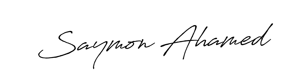 Make a beautiful signature design for name Saymon Ahamed. With this signature (Antro_Vectra_Bolder) style, you can create a handwritten signature for free. Saymon Ahamed signature style 7 images and pictures png