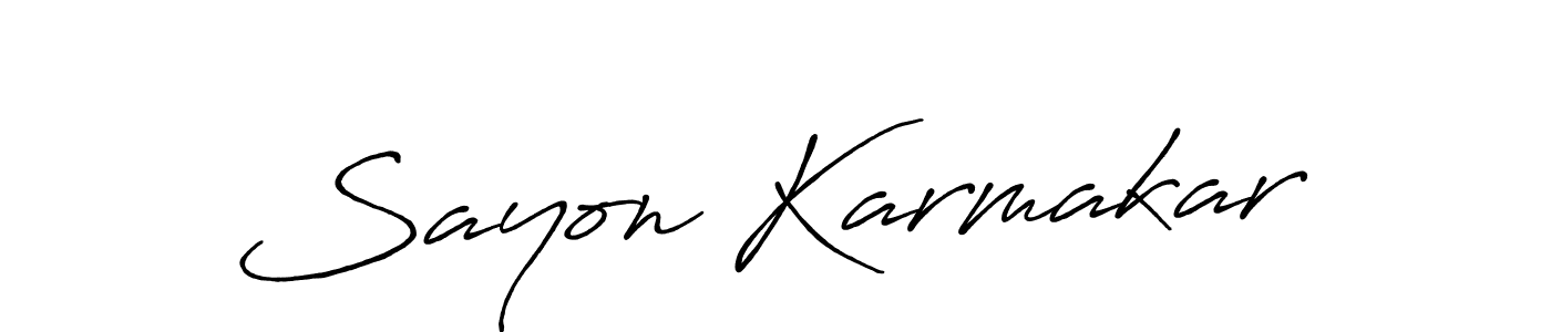 Create a beautiful signature design for name Sayon Karmakar. With this signature (Antro_Vectra_Bolder) fonts, you can make a handwritten signature for free. Sayon Karmakar signature style 7 images and pictures png