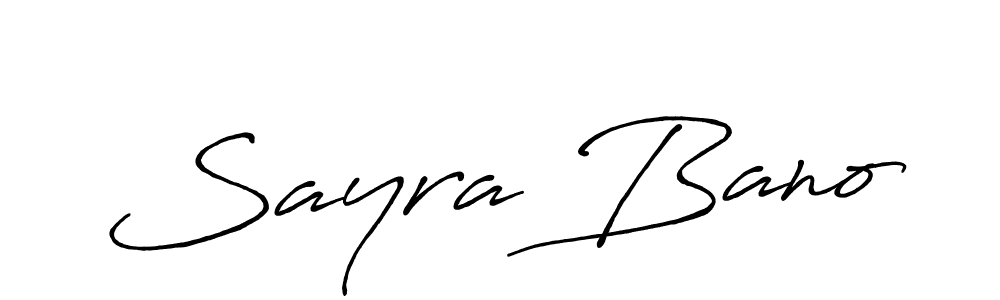 How to make Sayra Bano name signature. Use Antro_Vectra_Bolder style for creating short signs online. This is the latest handwritten sign. Sayra Bano signature style 7 images and pictures png