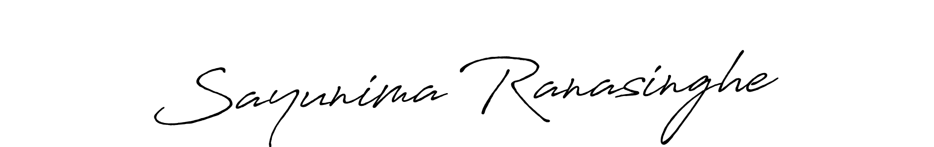 Make a beautiful signature design for name Sayunima Ranasinghe. With this signature (Antro_Vectra_Bolder) style, you can create a handwritten signature for free. Sayunima Ranasinghe signature style 7 images and pictures png