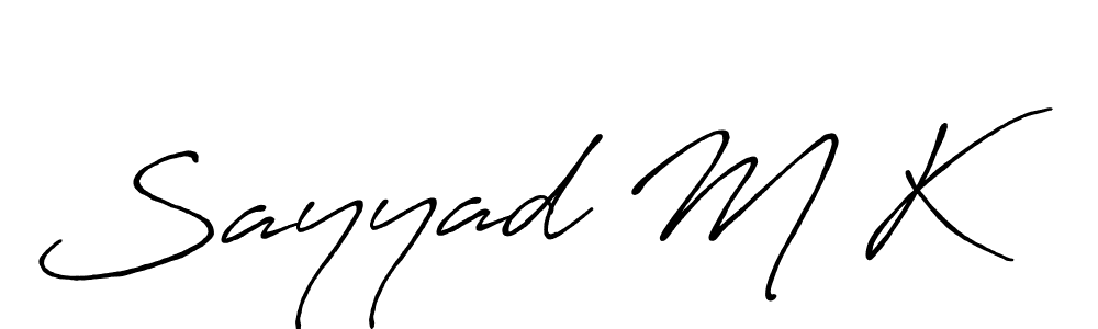 The best way (Antro_Vectra_Bolder) to make a short signature is to pick only two or three words in your name. The name Sayyad M K include a total of six letters. For converting this name. Sayyad M K signature style 7 images and pictures png