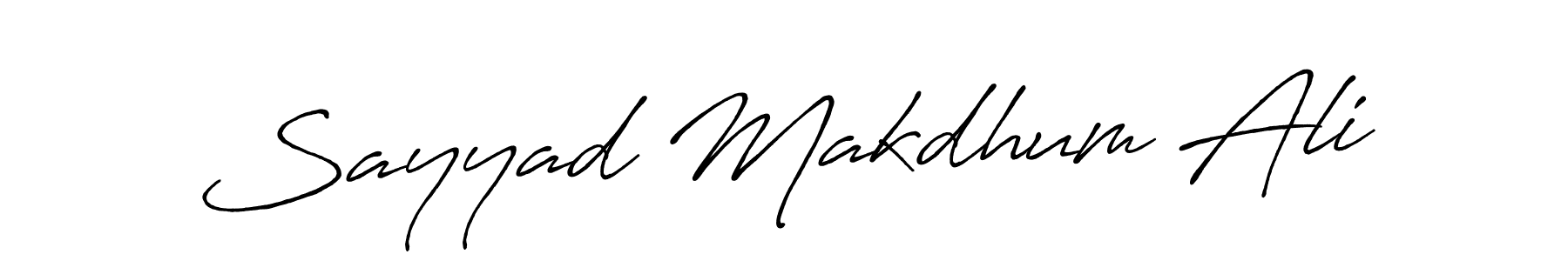 Make a beautiful signature design for name Sayyad Makdhum Ali. With this signature (Antro_Vectra_Bolder) style, you can create a handwritten signature for free. Sayyad Makdhum Ali signature style 7 images and pictures png