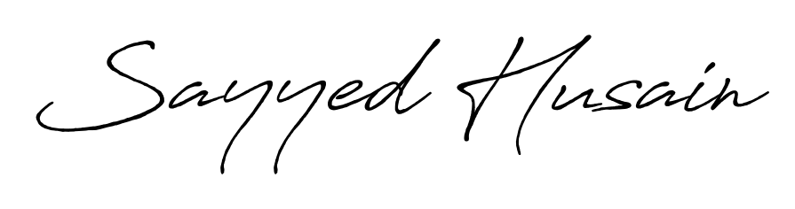 Give your name Sayyed Husain an exquisite flair with the Antro_Vectra_Bolder script font. Ideal for contracts, resumes, and formal letterheads. Sayyed Husain signature style 7 images and pictures png