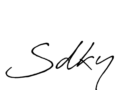 The best way (Antro_Vectra_Bolder) to make a short signature is to pick only two or three words in your name. The name Sdky include a total of six letters. For converting this name. Sdky signature style 7 images and pictures png