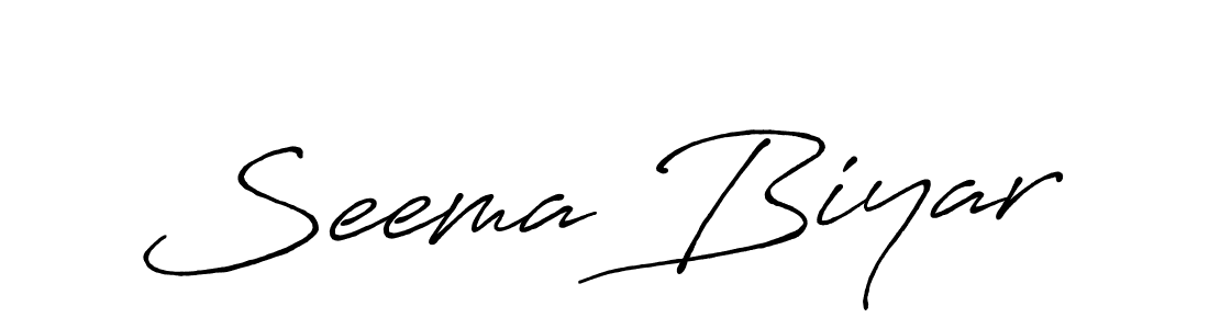Make a beautiful signature design for name Seema Biyar. With this signature (Antro_Vectra_Bolder) style, you can create a handwritten signature for free. Seema Biyar signature style 7 images and pictures png