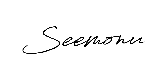 Use a signature maker to create a handwritten signature online. With this signature software, you can design (Antro_Vectra_Bolder) your own signature for name Seemonu. Seemonu signature style 7 images and pictures png