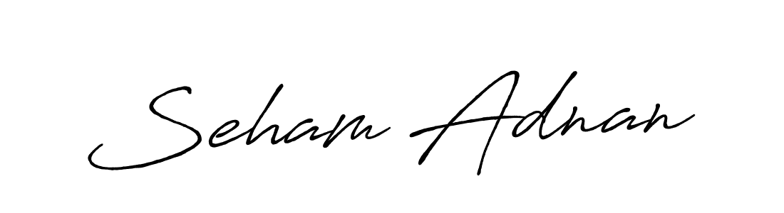 Design your own signature with our free online signature maker. With this signature software, you can create a handwritten (Antro_Vectra_Bolder) signature for name Seham Adnan. Seham Adnan signature style 7 images and pictures png
