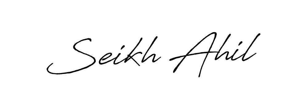The best way (Antro_Vectra_Bolder) to make a short signature is to pick only two or three words in your name. The name Seikh Ahil include a total of six letters. For converting this name. Seikh Ahil signature style 7 images and pictures png