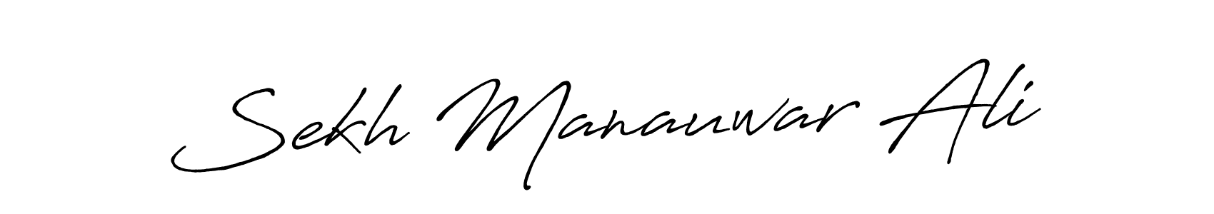 How to make Sekh Manauwar Ali name signature. Use Antro_Vectra_Bolder style for creating short signs online. This is the latest handwritten sign. Sekh Manauwar Ali signature style 7 images and pictures png