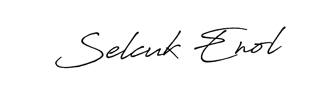 How to make Selcuk Enol name signature. Use Antro_Vectra_Bolder style for creating short signs online. This is the latest handwritten sign. Selcuk Enol signature style 7 images and pictures png