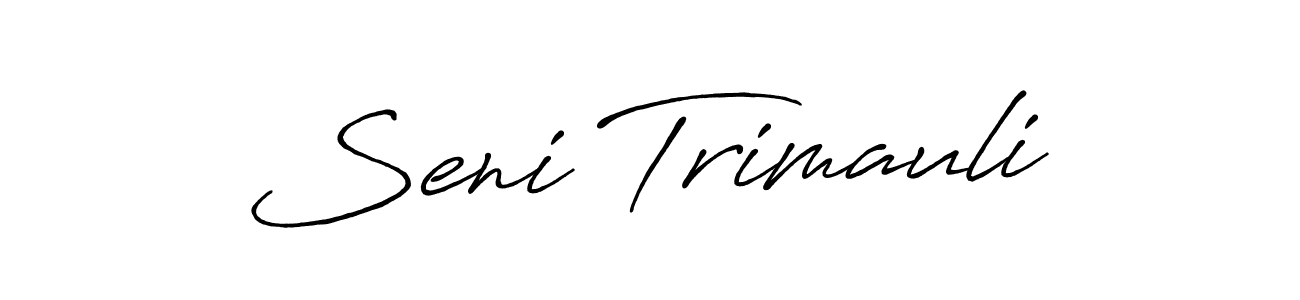 How to make Seni Trimauli name signature. Use Antro_Vectra_Bolder style for creating short signs online. This is the latest handwritten sign. Seni Trimauli signature style 7 images and pictures png