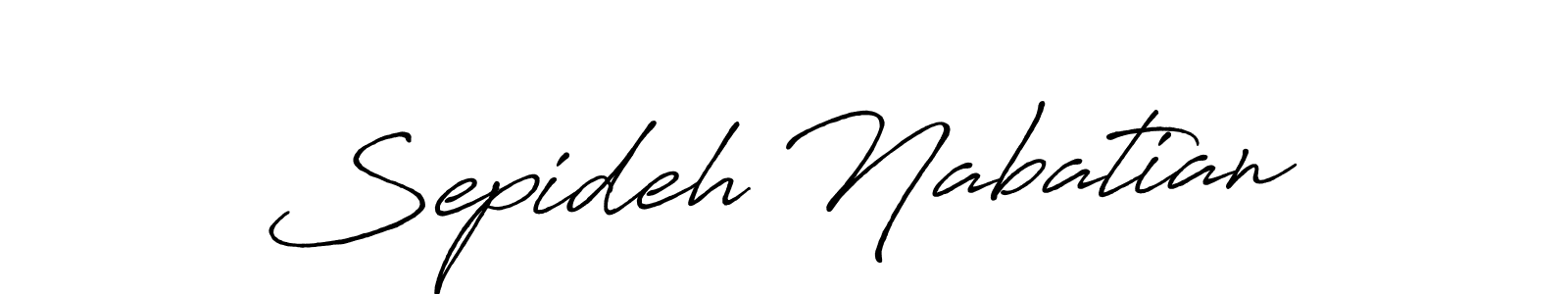 The best way (Antro_Vectra_Bolder) to make a short signature is to pick only two or three words in your name. The name Sepideh Nabatian include a total of six letters. For converting this name. Sepideh Nabatian signature style 7 images and pictures png