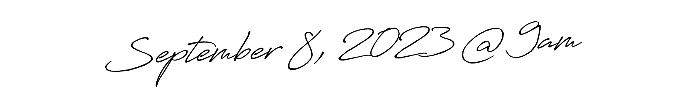How to make September 8, 2023 @ 9am signature? Antro_Vectra_Bolder is a professional autograph style. Create handwritten signature for September 8, 2023 @ 9am name. September 8, 2023 @ 9am signature style 7 images and pictures png