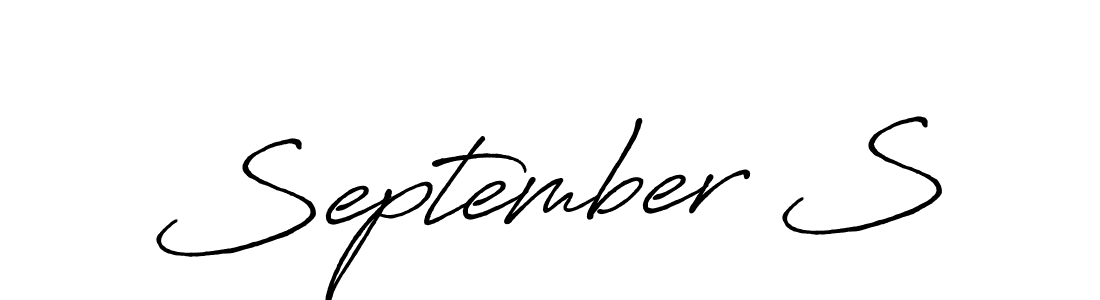 if you are searching for the best signature style for your name September S. so please give up your signature search. here we have designed multiple signature styles  using Antro_Vectra_Bolder. September S signature style 7 images and pictures png