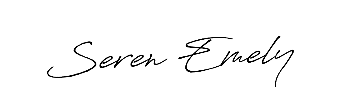 Similarly Antro_Vectra_Bolder is the best handwritten signature design. Signature creator online .You can use it as an online autograph creator for name Seren Emely. Seren Emely signature style 7 images and pictures png