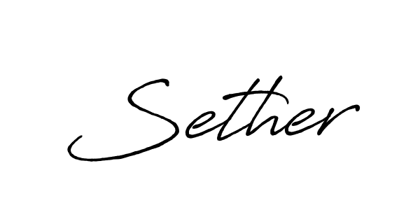 Make a beautiful signature design for name Sether. With this signature (Antro_Vectra_Bolder) style, you can create a handwritten signature for free. Sether signature style 7 images and pictures png