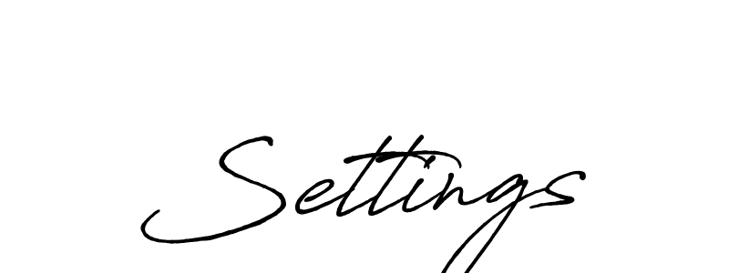 Create a beautiful signature design for name Settings. With this signature (Antro_Vectra_Bolder) fonts, you can make a handwritten signature for free. Settings signature style 7 images and pictures png