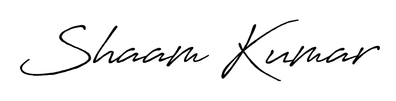 Master the art of signing with Shaam Kumar written in fluent Antro_Vectra_Bolder script. A great template to practice and refine your handwriting. Shaam Kumar signature style 7 images and pictures png
