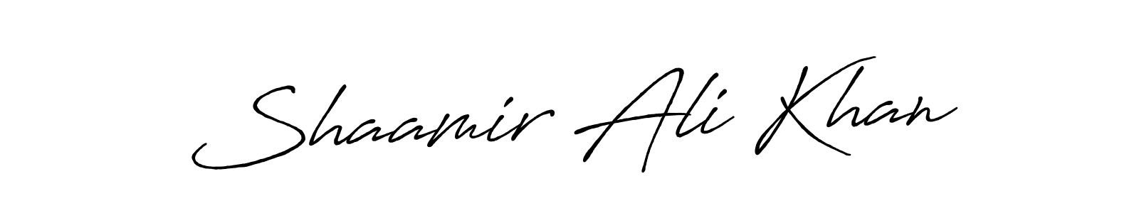 The best way (Antro_Vectra_Bolder) to make a short signature is to pick only two or three words in your name. The name Shaamir Ali Khan include a total of six letters. For converting this name. Shaamir Ali Khan signature style 7 images and pictures png