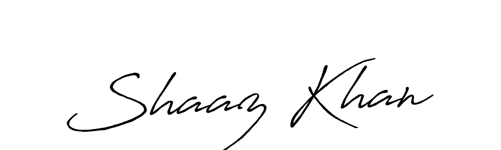 Create a beautiful signature design for name Shaaz Khan. With this signature (Antro_Vectra_Bolder) fonts, you can make a handwritten signature for free. Shaaz Khan signature style 7 images and pictures png