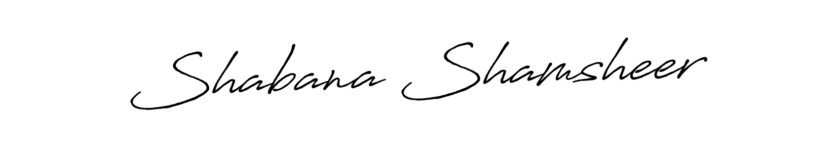 Create a beautiful signature design for name Shabana Shamsheer. With this signature (Antro_Vectra_Bolder) fonts, you can make a handwritten signature for free. Shabana Shamsheer signature style 7 images and pictures png