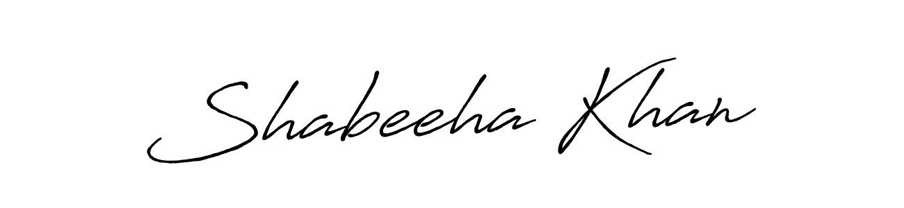 Make a beautiful signature design for name Shabeeha Khan. With this signature (Antro_Vectra_Bolder) style, you can create a handwritten signature for free. Shabeeha Khan signature style 7 images and pictures png
