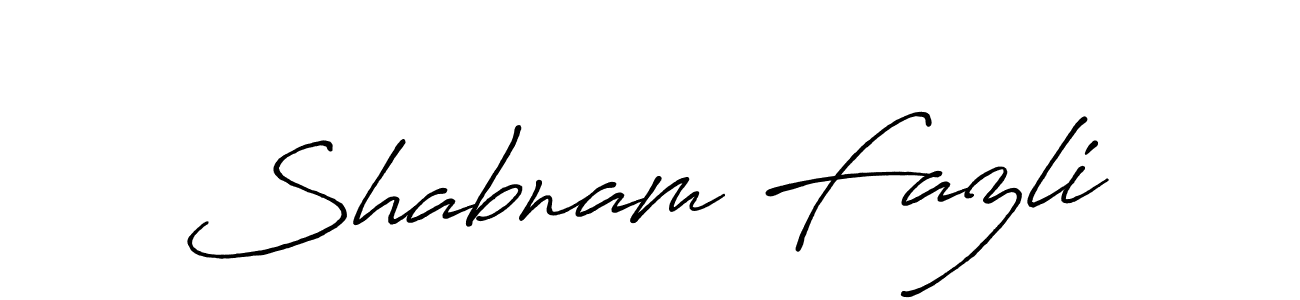 How to make Shabnam Fazli name signature. Use Antro_Vectra_Bolder style for creating short signs online. This is the latest handwritten sign. Shabnam Fazli signature style 7 images and pictures png