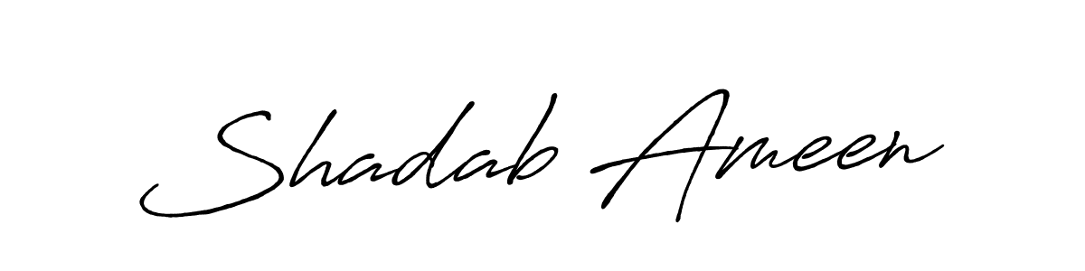 The best way (Antro_Vectra_Bolder) to make a short signature is to pick only two or three words in your name. The name Shadab Ameen include a total of six letters. For converting this name. Shadab Ameen signature style 7 images and pictures png