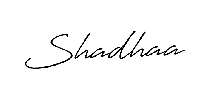 Use a signature maker to create a handwritten signature online. With this signature software, you can design (Antro_Vectra_Bolder) your own signature for name Shadhaa. Shadhaa signature style 7 images and pictures png