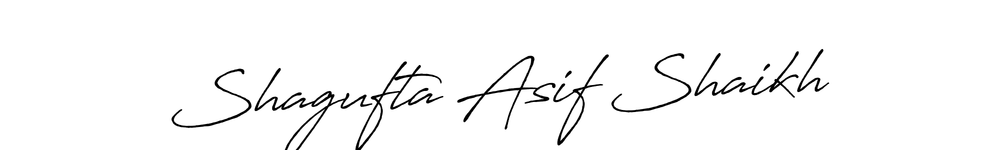 Create a beautiful signature design for name Shagufta Asif Shaikh. With this signature (Antro_Vectra_Bolder) fonts, you can make a handwritten signature for free. Shagufta Asif Shaikh signature style 7 images and pictures png