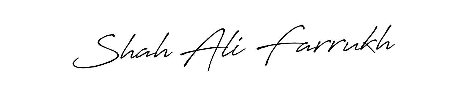 Make a beautiful signature design for name Shah Ali Farrukh. With this signature (Antro_Vectra_Bolder) style, you can create a handwritten signature for free. Shah Ali Farrukh signature style 7 images and pictures png