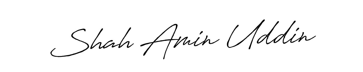 Make a beautiful signature design for name Shah Amin Uddin. With this signature (Antro_Vectra_Bolder) style, you can create a handwritten signature for free. Shah Amin Uddin signature style 7 images and pictures png
