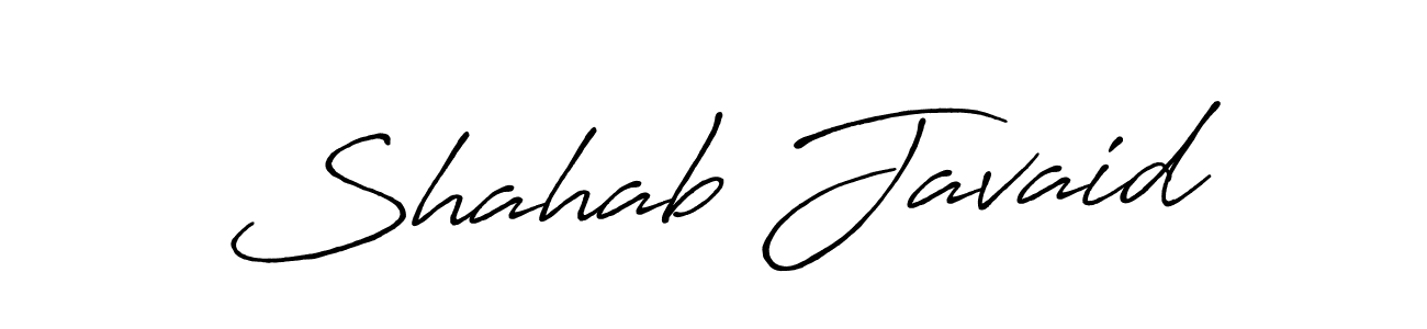 How to make Shahab Javaid name signature. Use Antro_Vectra_Bolder style for creating short signs online. This is the latest handwritten sign. Shahab Javaid signature style 7 images and pictures png
