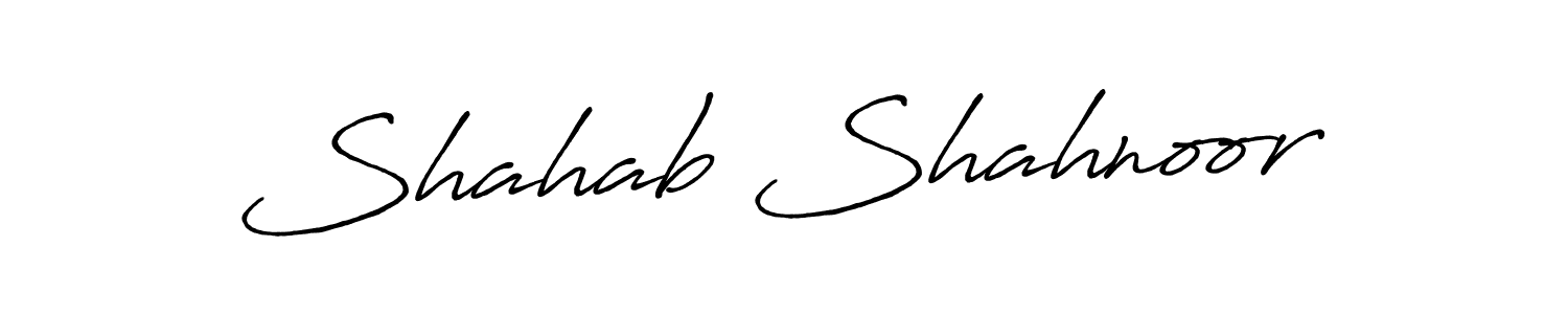 You should practise on your own different ways (Antro_Vectra_Bolder) to write your name (Shahab Shahnoor) in signature. don't let someone else do it for you. Shahab Shahnoor signature style 7 images and pictures png