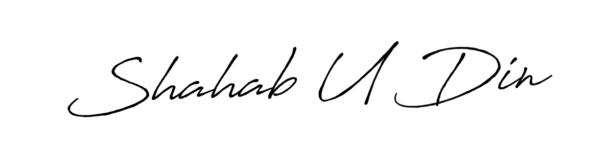 if you are searching for the best signature style for your name Shahab U Din. so please give up your signature search. here we have designed multiple signature styles  using Antro_Vectra_Bolder. Shahab U Din signature style 7 images and pictures png