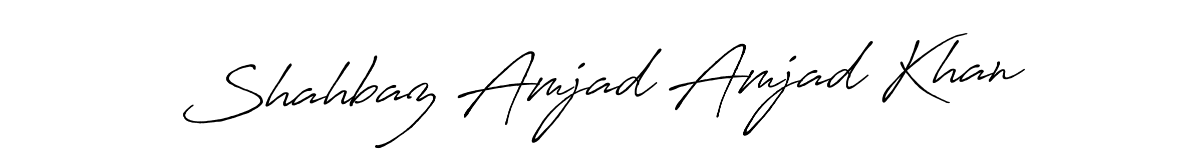 The best way (Antro_Vectra_Bolder) to make a short signature is to pick only two or three words in your name. The name Shahbaz Amjad Amjad Khan include a total of six letters. For converting this name. Shahbaz Amjad Amjad Khan signature style 7 images and pictures png