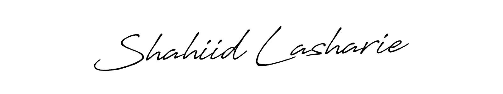 You should practise on your own different ways (Antro_Vectra_Bolder) to write your name (Shahiid Lasharie) in signature. don't let someone else do it for you. Shahiid Lasharie signature style 7 images and pictures png