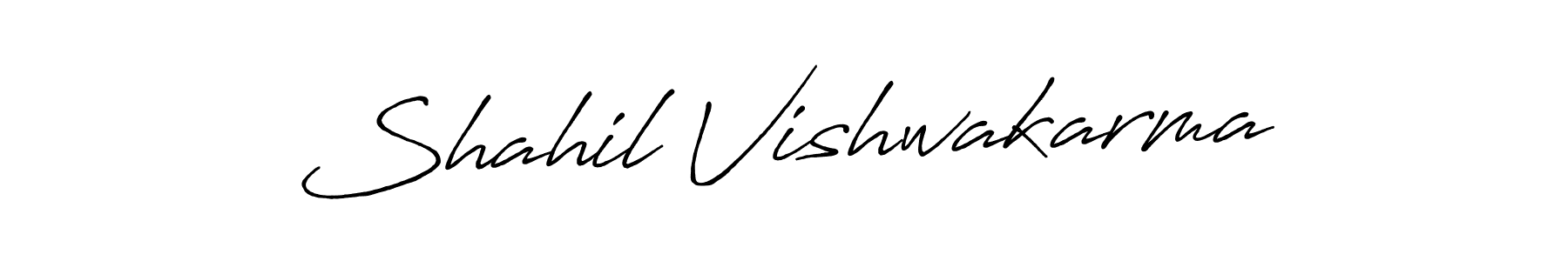 How to make Shahil Vishwakarma name signature. Use Antro_Vectra_Bolder style for creating short signs online. This is the latest handwritten sign. Shahil Vishwakarma signature style 7 images and pictures png