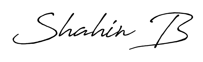 A classic penmanship look for Shahin B. The Antro_Vectra_Bolder font brings timeless elegance and confidence to every signed document. Shahin B signature style 7 images and pictures png
