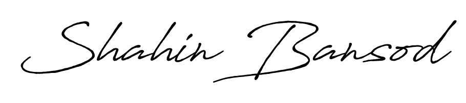 Looking for an artistic signature for Shahin Bansod? The Antro_Vectra_Bolder calligraphy style gives a sophisticated flow suitable for business cards and emails. Shahin Bansod signature style 7 images and pictures png