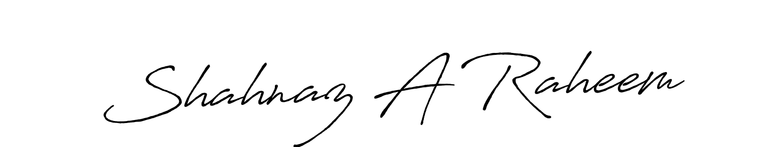 Make a beautiful signature design for name Shahnaz A Raheem. With this signature (Antro_Vectra_Bolder) style, you can create a handwritten signature for free. Shahnaz A Raheem signature style 7 images and pictures png