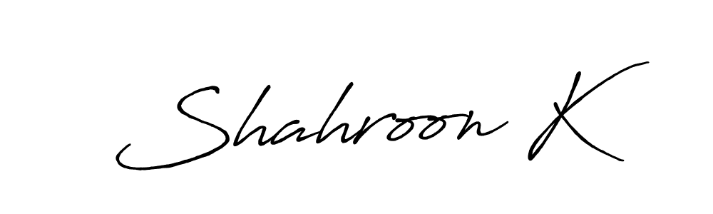 Use a signature maker to create a handwritten signature online. With this signature software, you can design (Antro_Vectra_Bolder) your own signature for name Shahroon K. Shahroon K signature style 7 images and pictures png