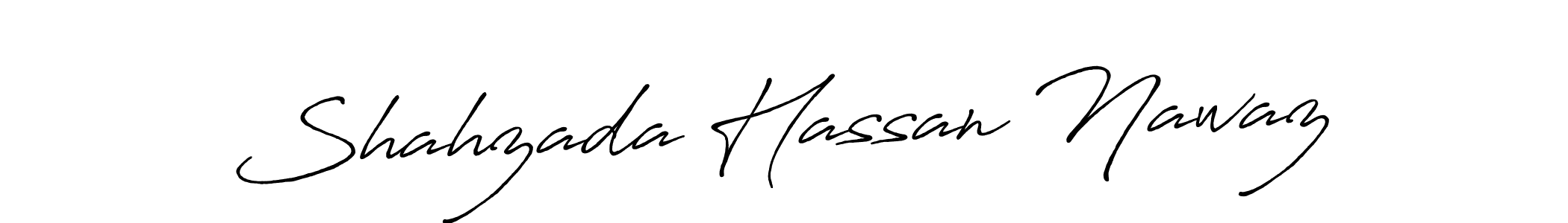 Create a beautiful signature design for name Shahzada Hassan Nawaz. With this signature (Antro_Vectra_Bolder) fonts, you can make a handwritten signature for free. Shahzada Hassan Nawaz signature style 7 images and pictures png