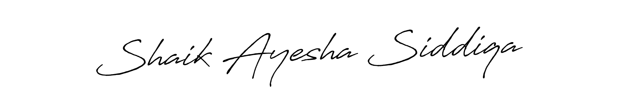 Make a beautiful signature design for name Shaik Ayesha Siddiqa. With this signature (Antro_Vectra_Bolder) style, you can create a handwritten signature for free. Shaik Ayesha Siddiqa signature style 7 images and pictures png