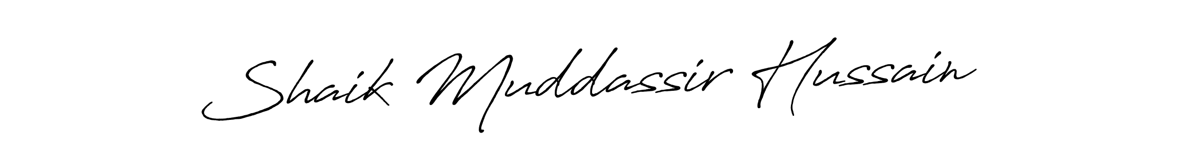 The best way (Antro_Vectra_Bolder) to make a short signature is to pick only two or three words in your name. The name Shaik Muddassir Hussain include a total of six letters. For converting this name. Shaik Muddassir Hussain signature style 7 images and pictures png