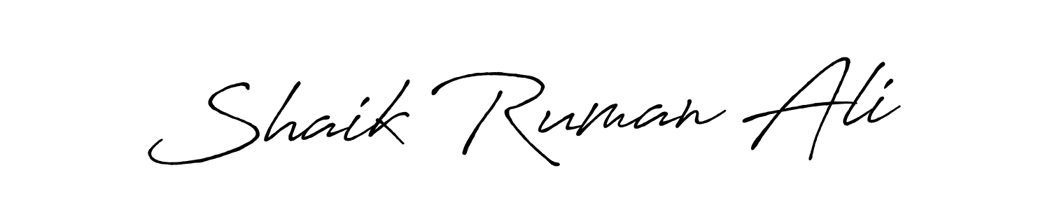 How to make Shaik Ruman Ali name signature. Use Antro_Vectra_Bolder style for creating short signs online. This is the latest handwritten sign. Shaik Ruman Ali signature style 7 images and pictures png